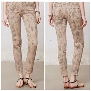MiH Pink & Grey Jeans The Ellsworth Skinny Leg Abstract Print Lightweight